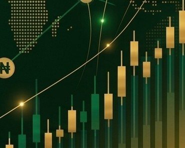 Gold candlestick chart artwork